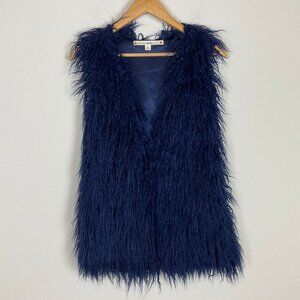 Chelsea & Violet Blue Feather Vest Small